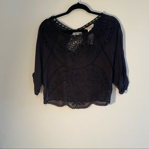 Isabel marant black lace / eyelet crop top